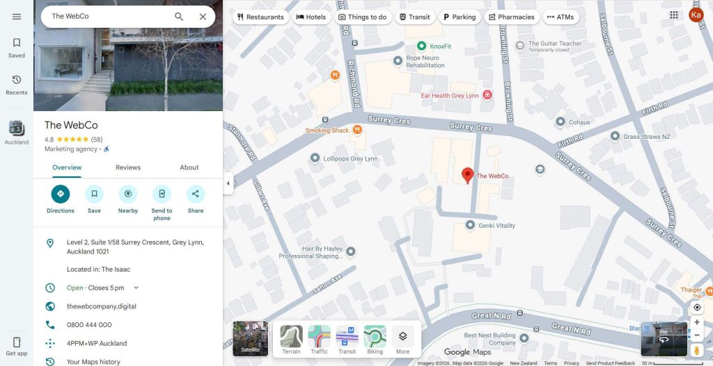 Google Map The WebCo Result